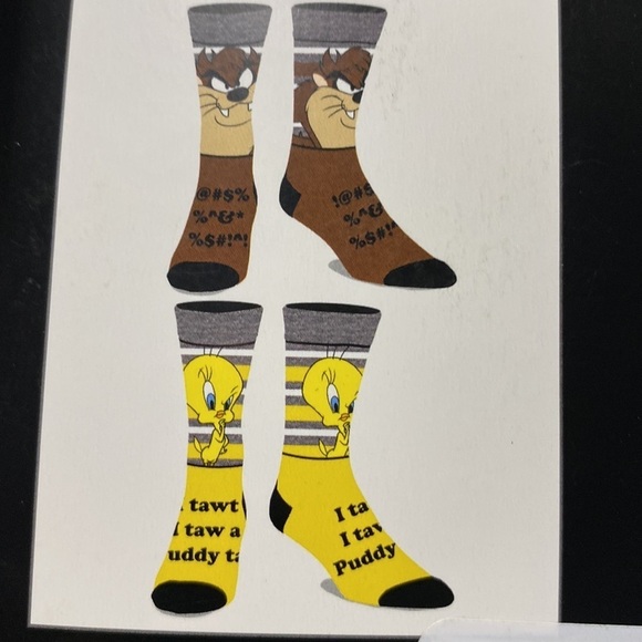 6 Pair Casual Crew Looney Tunes Socks shoe size 8-12 ( BL) - Picture 4 of 5